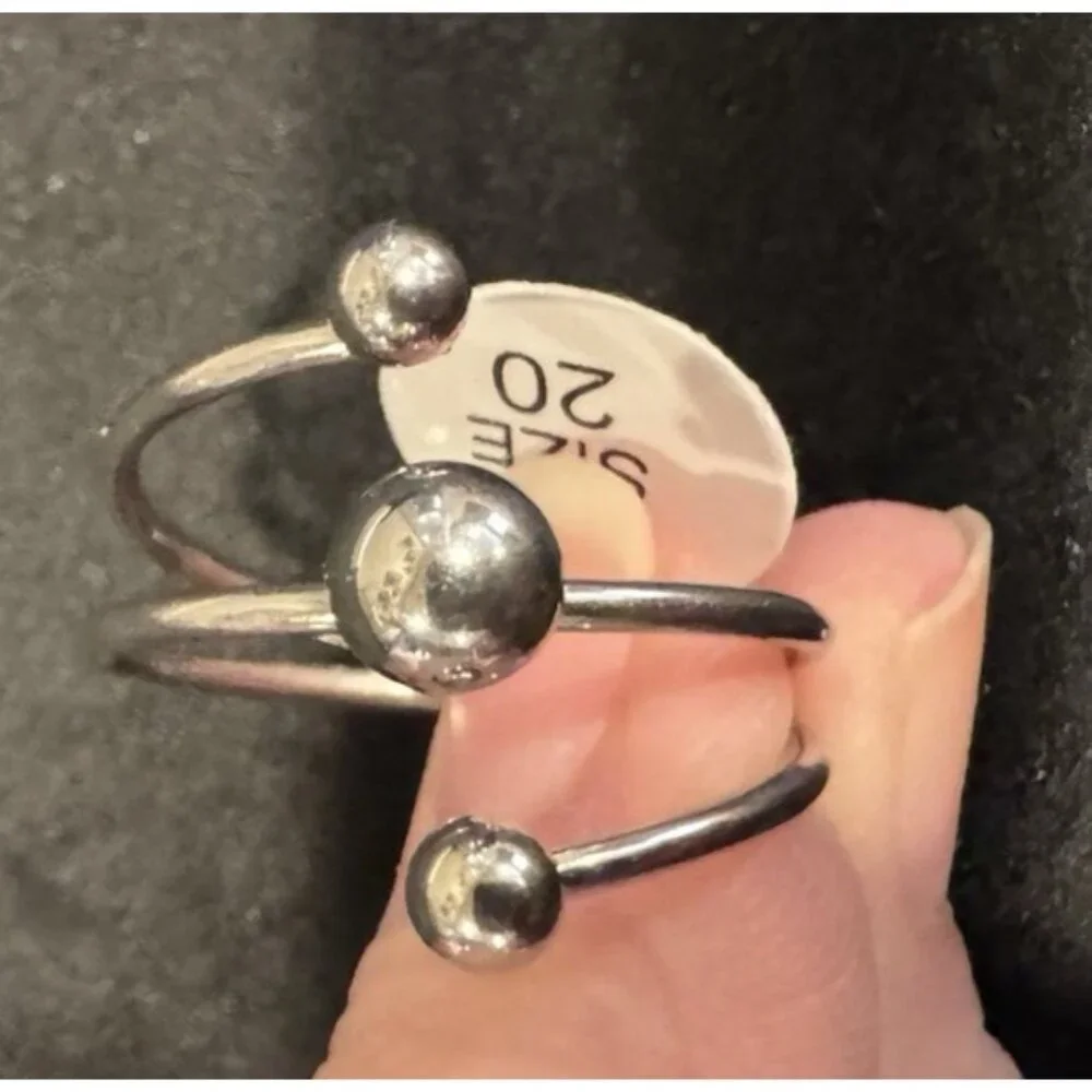 Acero Gold Coiled Balls Stacked Womens Ring Silver Stainless Steel 316L 20 US 11